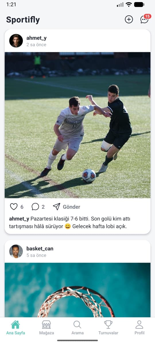 Sportifly ana akış ekranı